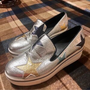 Stella McCartney Silver Star Platform Loafers